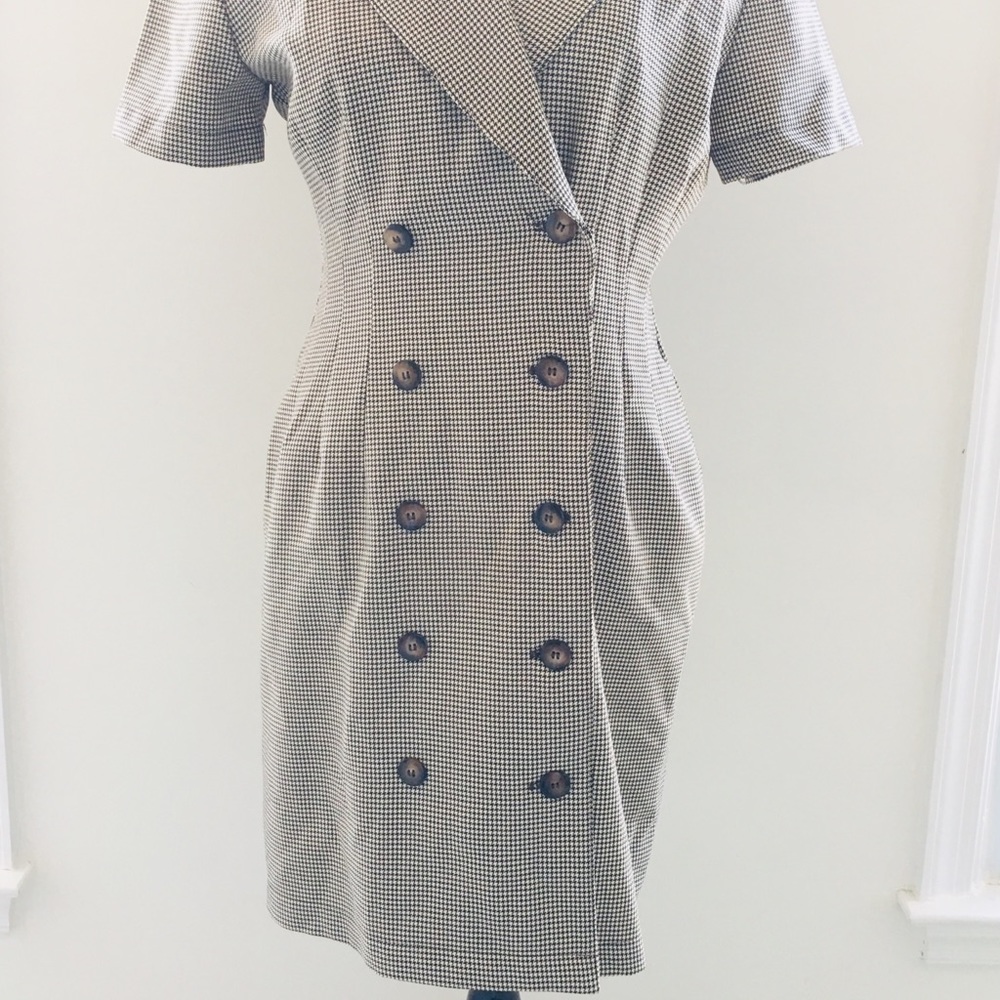 Vintage Houndstooth Button Down Dress - image 8
